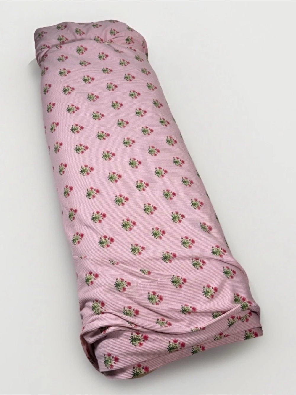 Bolt Of Ribbed Knit Sewing Fabric 52in Wide And ~7.5 Yards Pink Floral Design